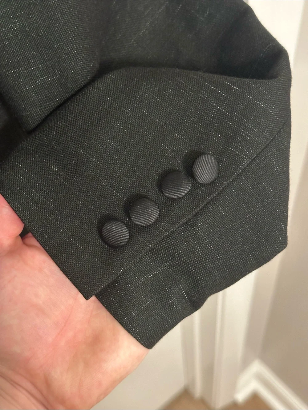Calvin Klein 38R - 32W Black Patterned Shawl Collar Tuxedo